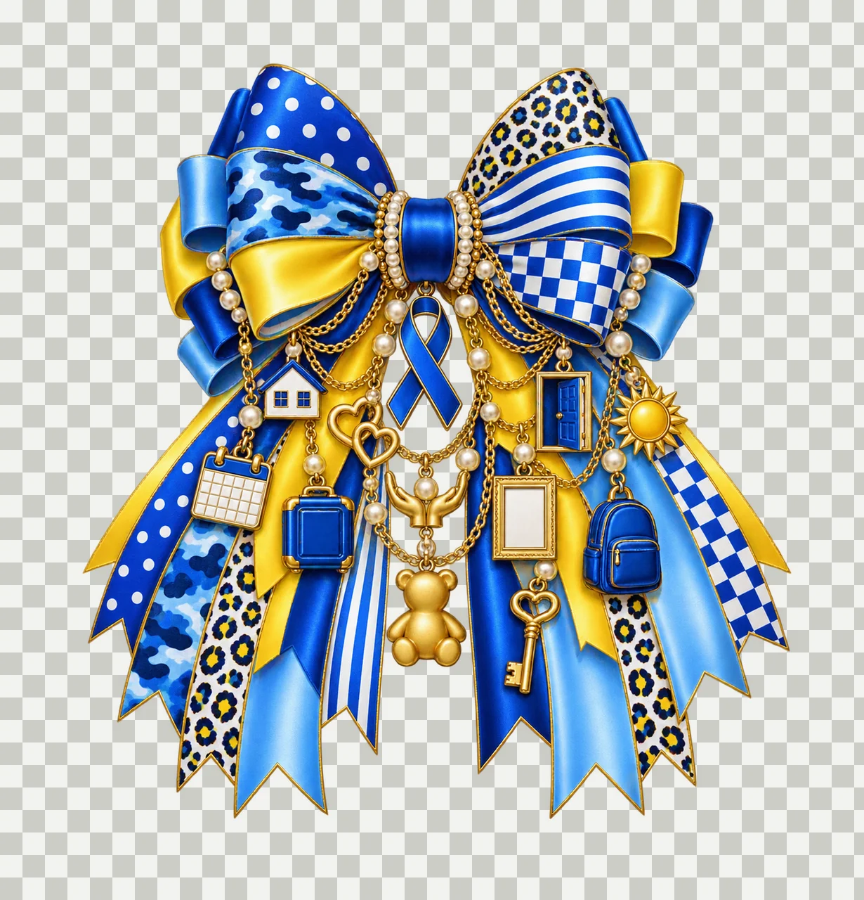 Foster Care Awareness Bow Charm PNG, Gold Chain Charms, Transparent Sublimation Design, Digital Download transparency and detail preview thumbnail