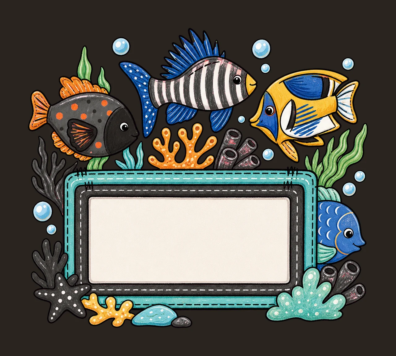 Colorful fish underwater with Name Patch girly Variation F contrast preview thumbnail