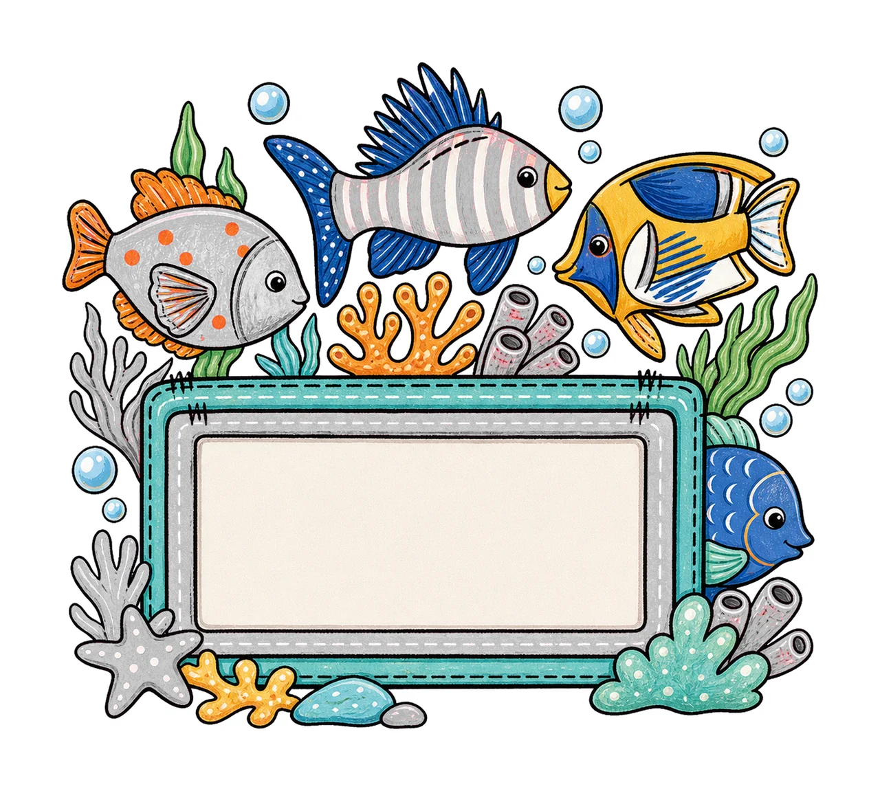 Colorful fish underwater with Name Patch girly Variation F