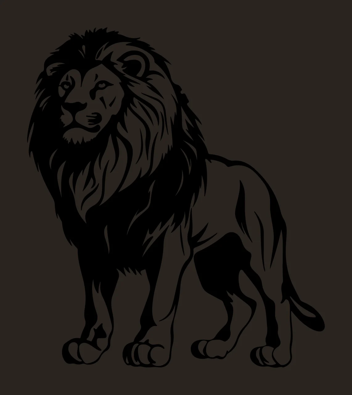 Lion Majestic Standing Side Profile mane tail graphic silhouette contrast preview thumbnail
