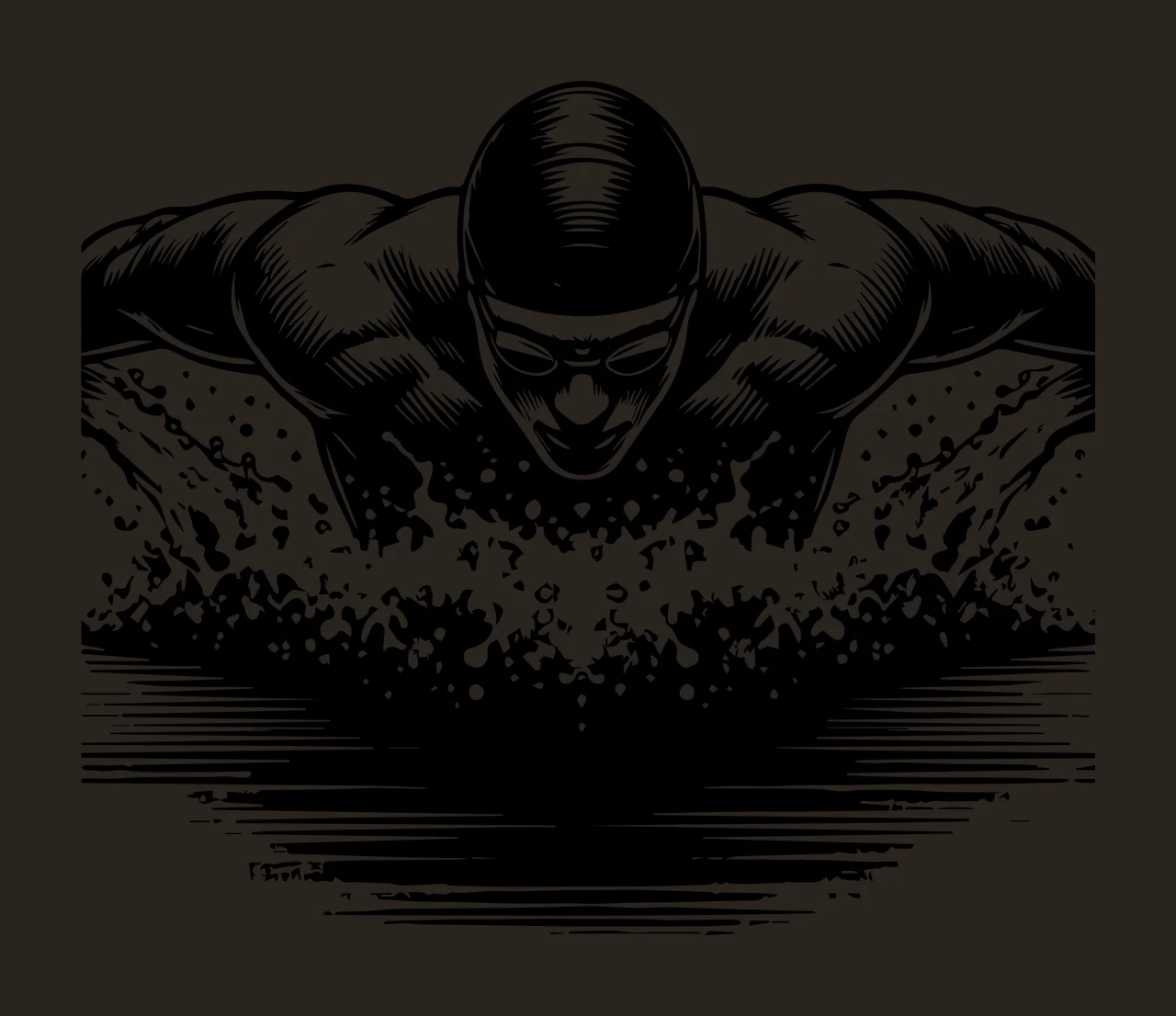 Swimming Swimmer Performing Butterfly Stroke goggles swim cap contrast preview thumbnail