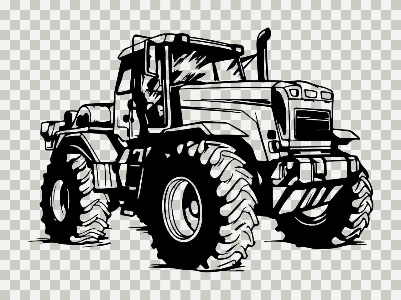 Black Tractor Graphic Heavy Tread stationary wheels fenders transparency and detail preview thumbnail