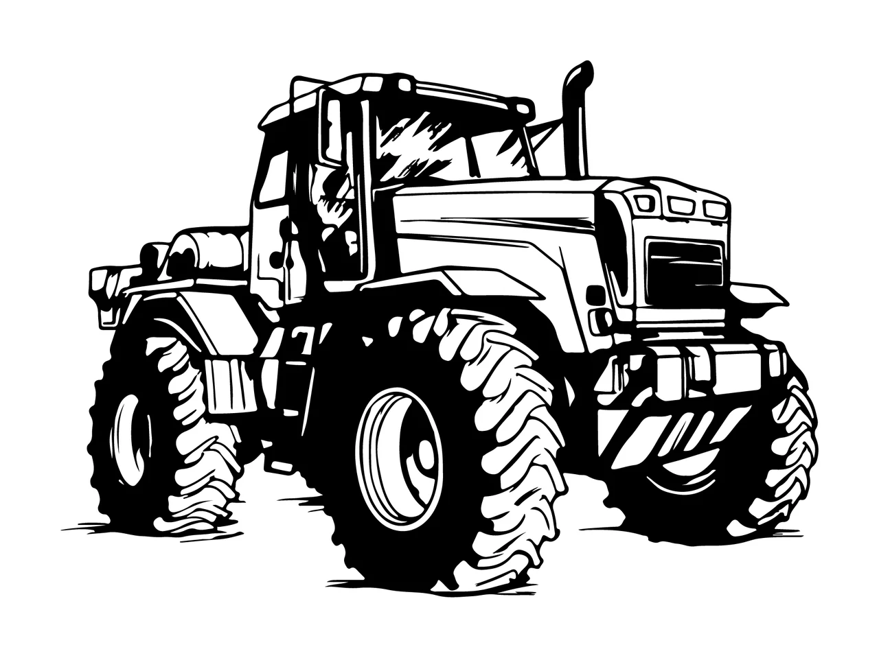 Black Tractor Graphic Heavy Tread stationary wheels fenders