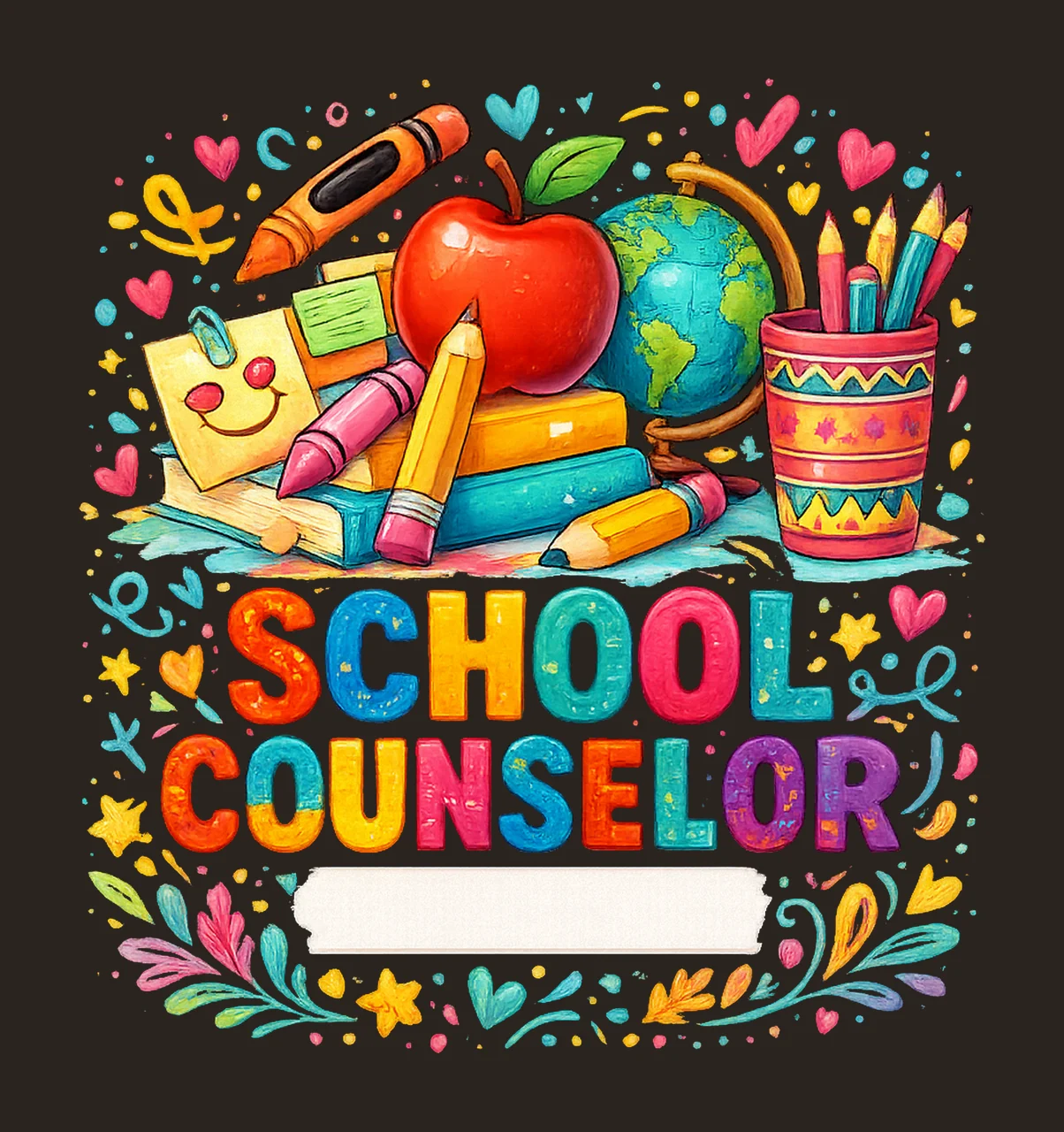 School Counselor Teacher Sublimation Design Back to School contrast preview thumbnail