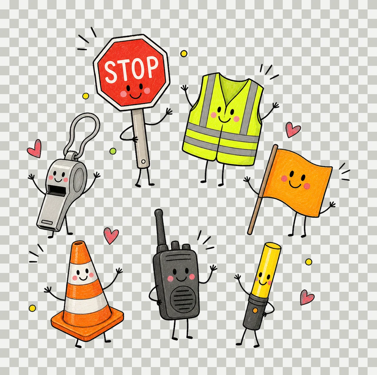 Crossing Guard School Employee Doodles Cute Variation A transparency and detail preview thumbnail