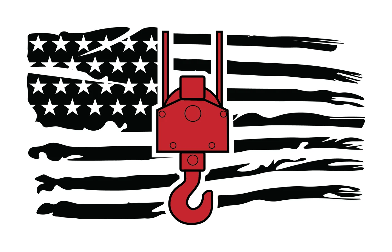 Crane Flag American Hook Silhouette Design static stars stripes