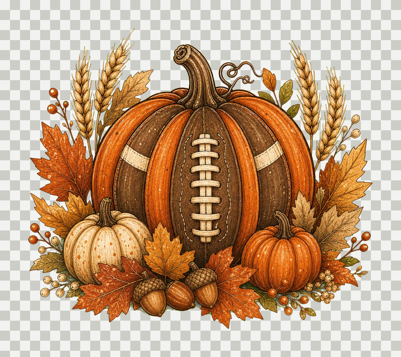 Football Fall Pumpkin Vintage Cozy Fall Shirt Variation A transparency and detail preview thumbnail