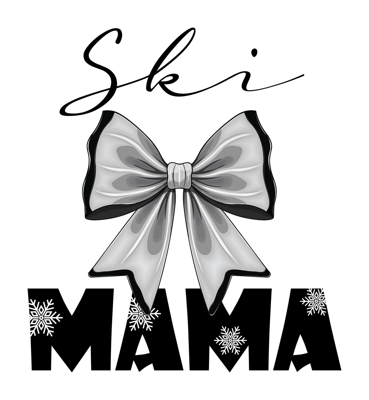 Ski Mama Snowflake Bow Design Decorating snowflakes minimalist