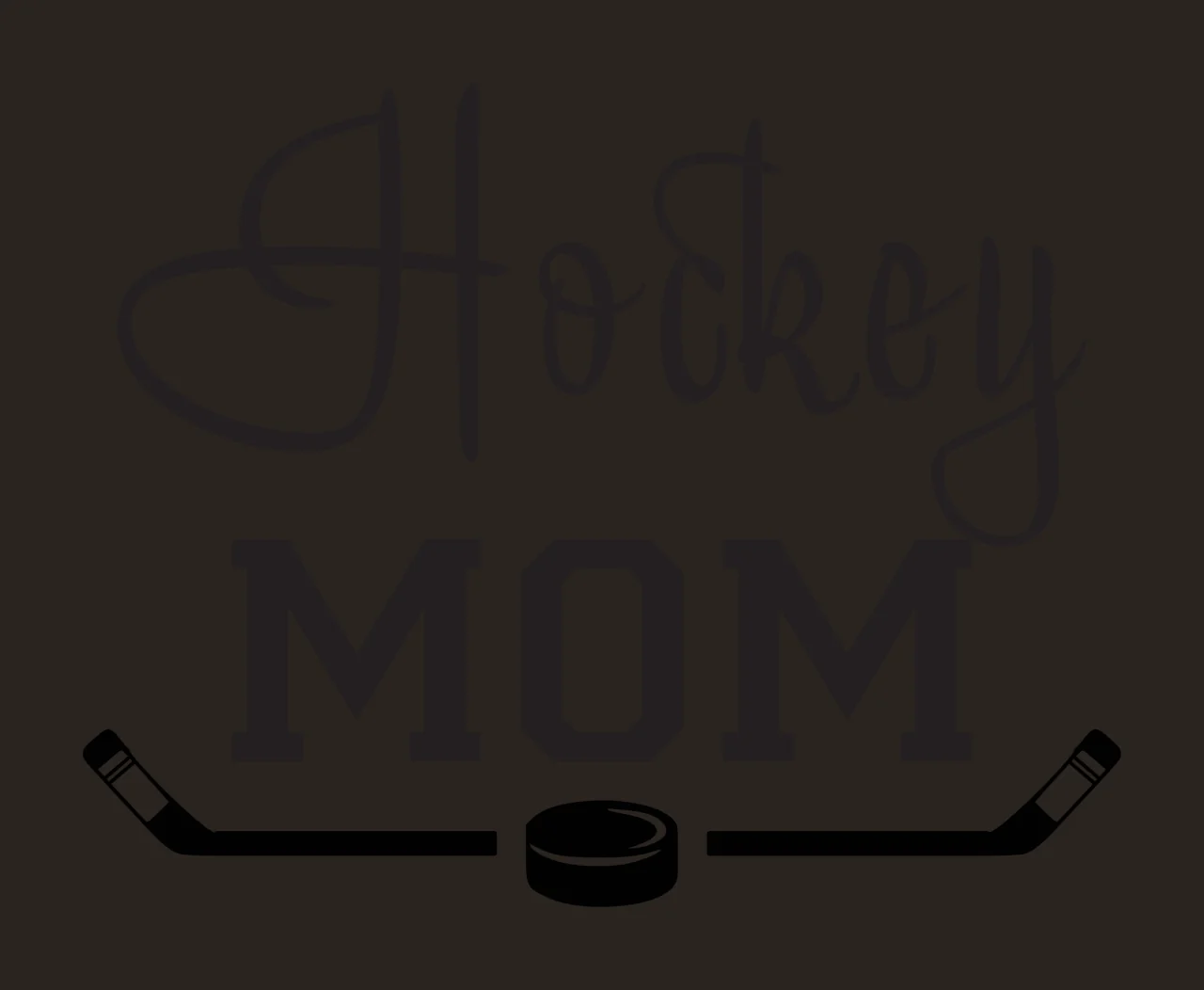 Hockey MOM Typography Design with hockey stick and hockey puck in black and white contrast preview thumbnail
