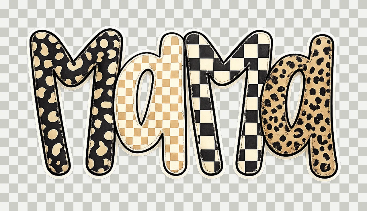 Mama leopard checkered design retro sublimation neutral mom transparency and detail preview thumbnail