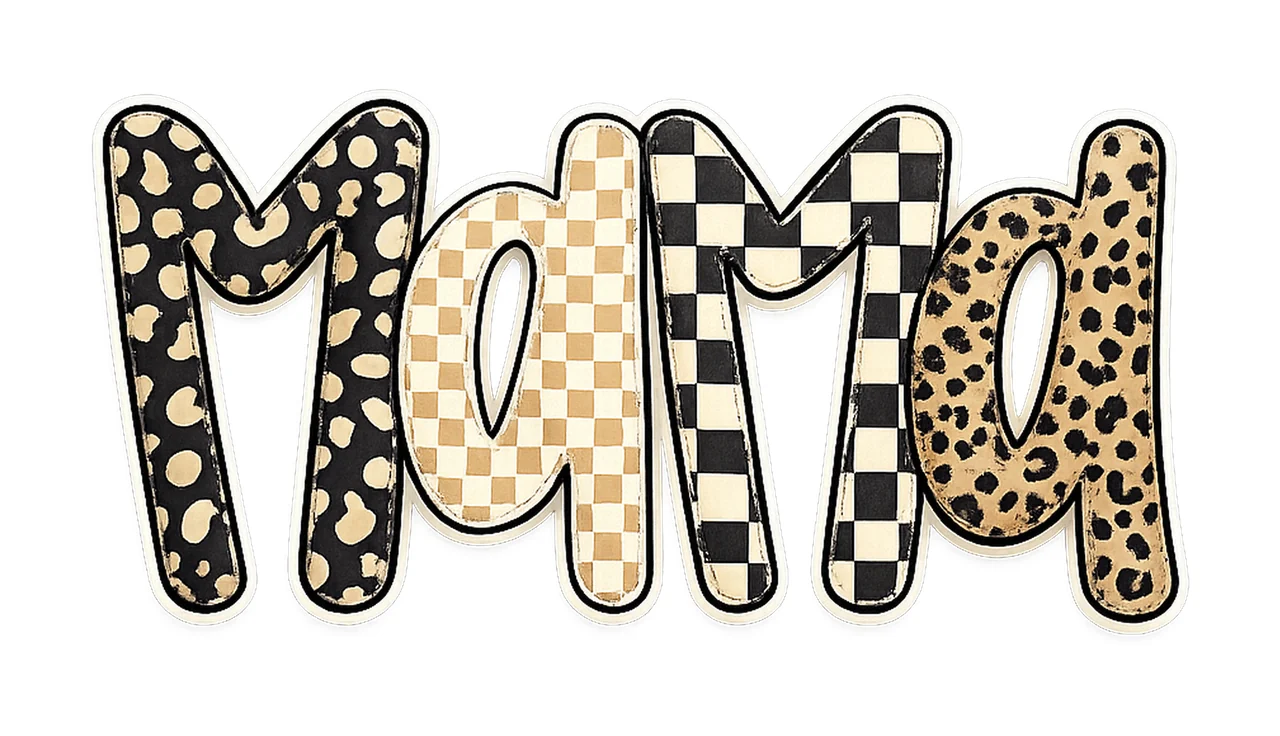Mama leopard checkered design retro sublimation neutral mom