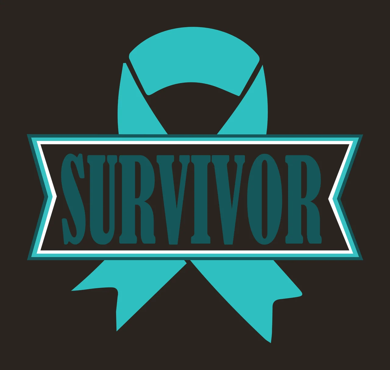 Survivor Ribbon Banner Graphic Design bold stencil black white contrast preview thumbnail