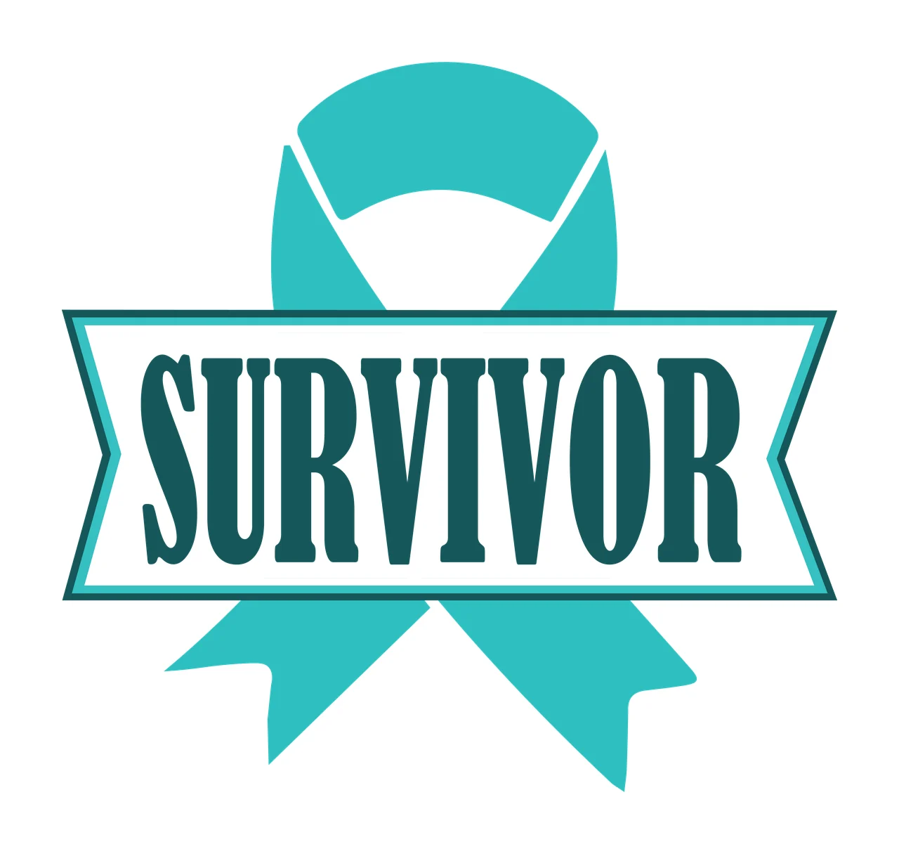 Survivor Ribbon Banner Graphic Design bold stencil black white