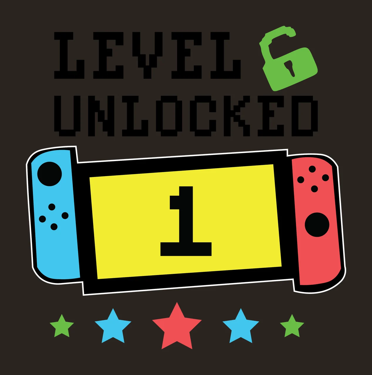 Level Unlocked Text With Open Lock And Simple icon banner stars contrast preview thumbnail