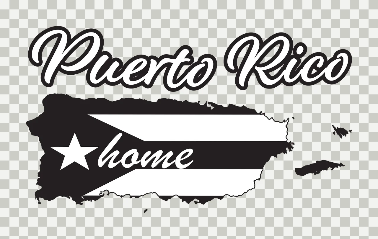 Puerto Rico Island Map Silhouette displaying black white geography transparency and detail preview thumbnail