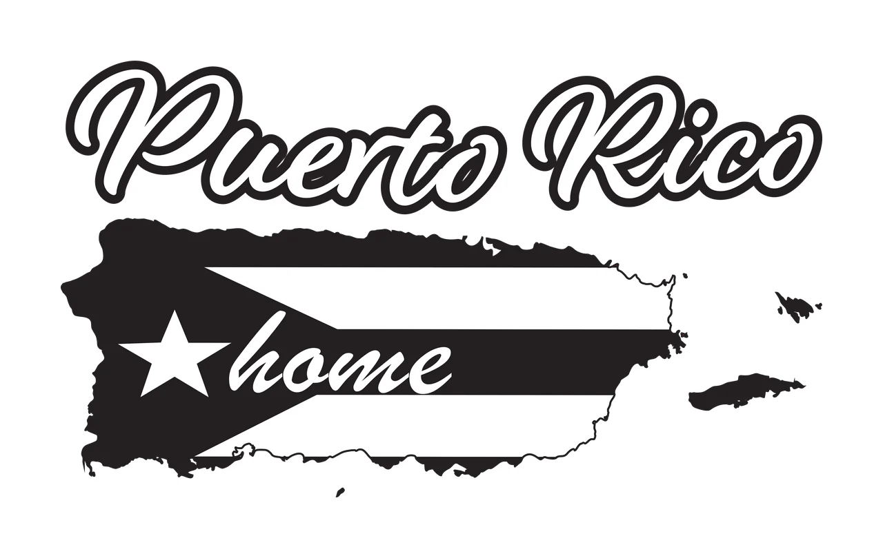 Puerto Rico Island Map Silhouette displaying black white geography