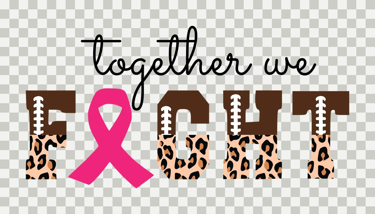 Together We Fight Ribbon Typography Graphic lettering and leopard transparency and detail preview thumbnail