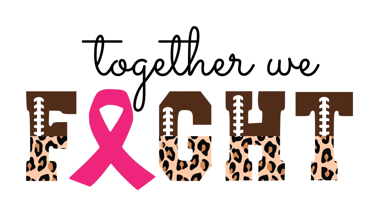 Together We Fight Ribbon Typography Graphic lettering and leopard
