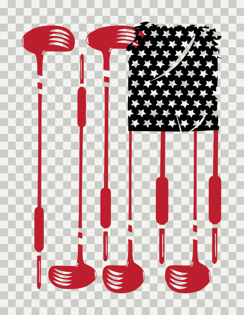 Golf Flag Clubs Arranged Vertically With A Star stars graphic transparency and detail preview thumbnail