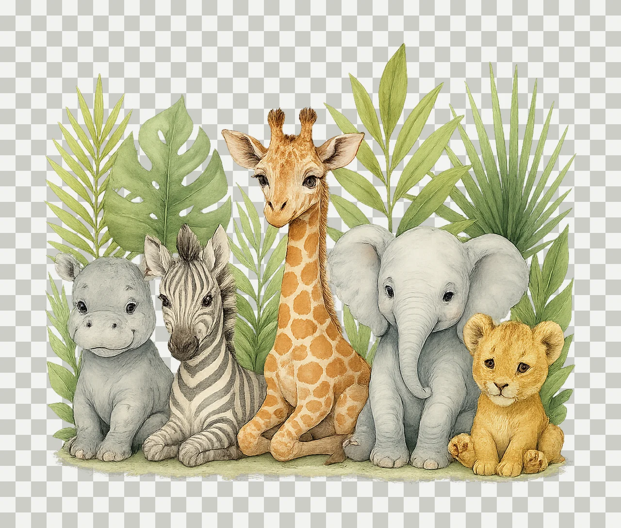 Tropical Jungle Safari Animals Baby Shower Invite Kids transparency and detail preview thumbnail