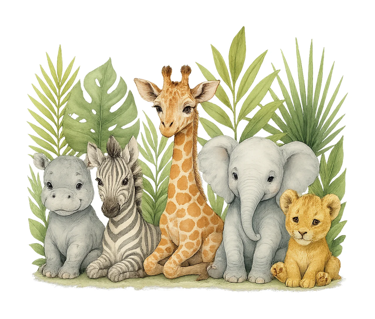 Tropical Jungle Safari Animals Baby Shower Invite Kids