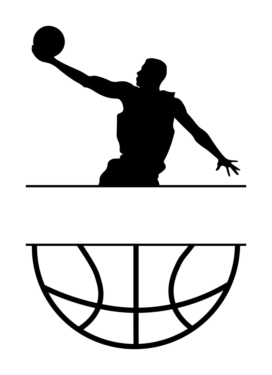 Basketball Player Silhouette Split Frame person black white