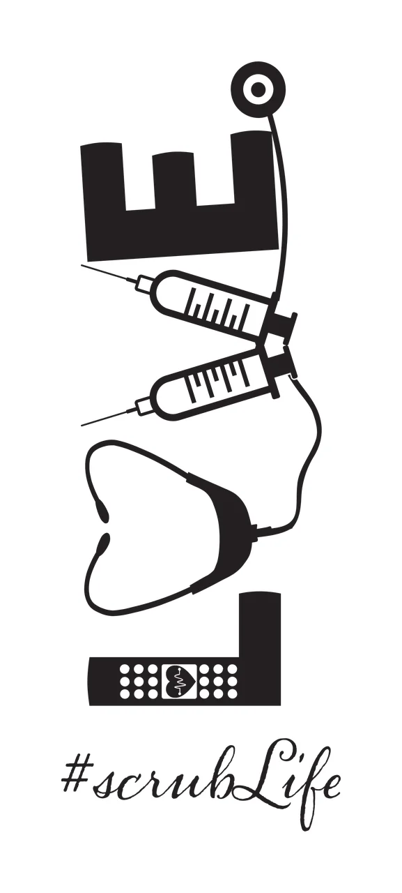 Medical Love Scrublife Themed Text Art stethoscope syringes