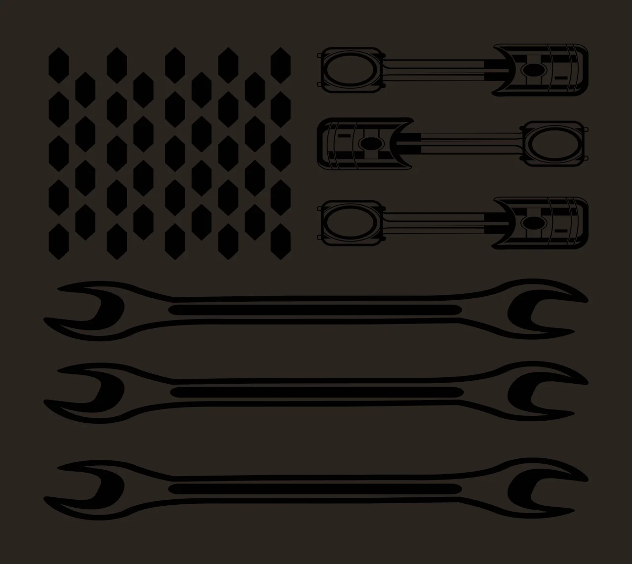Mechanic Mechanical Wrench And Piston Flag Composition tools contrast preview thumbnail