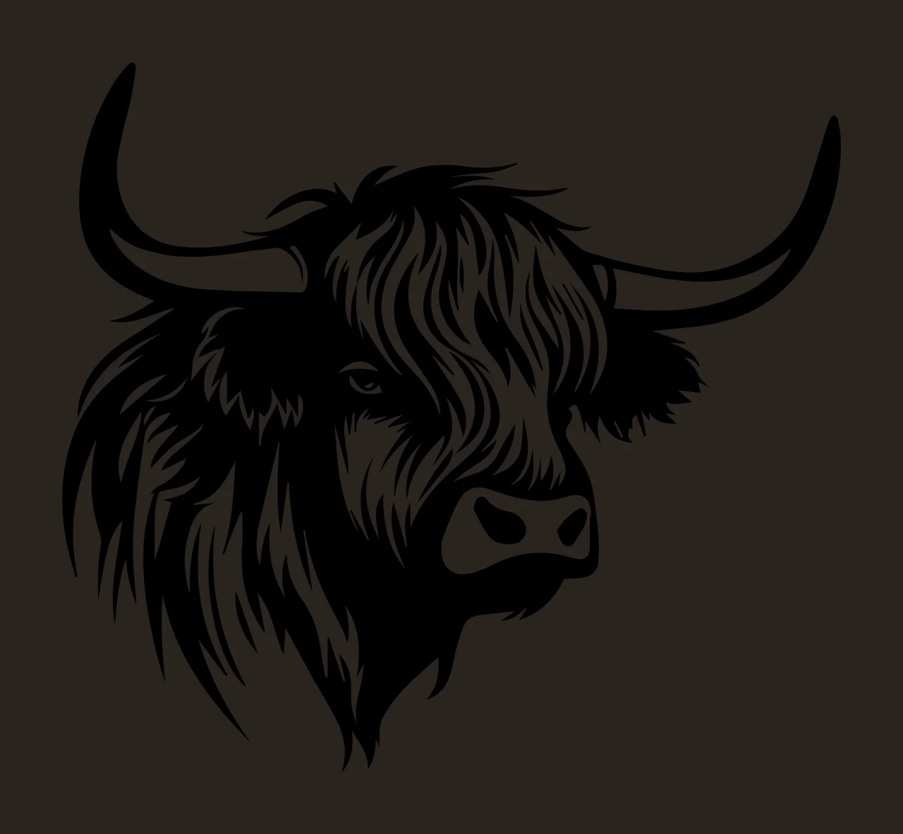 Highland Cattle Bull Head Profile viewing horns hair ears muzzle contrast preview thumbnail