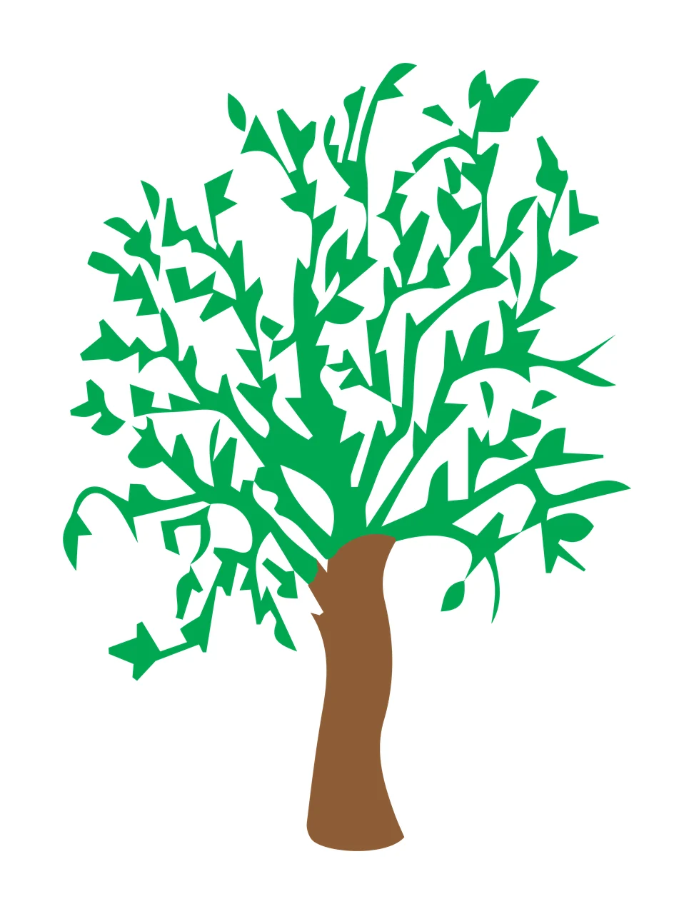 Black Silhouette Tree Abstract Shape leaves branches trunk