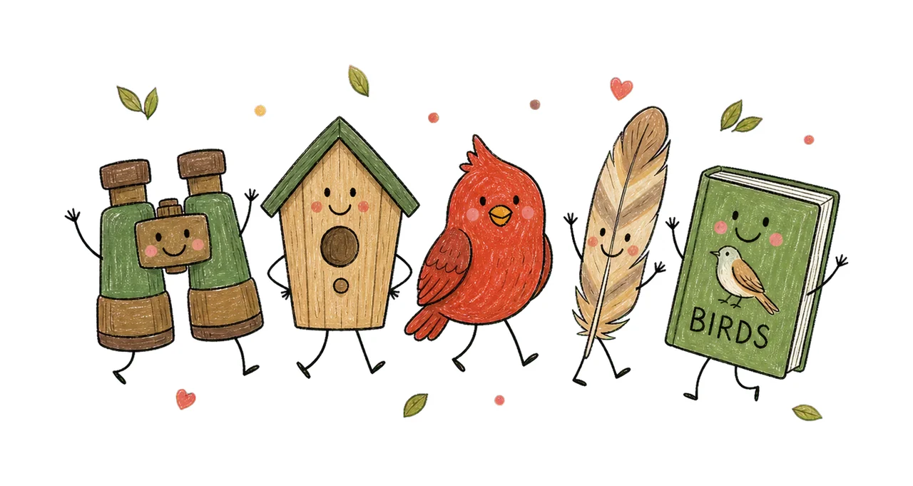 Bird Watching Doodle Crew Cute Birdwatcher Variation C