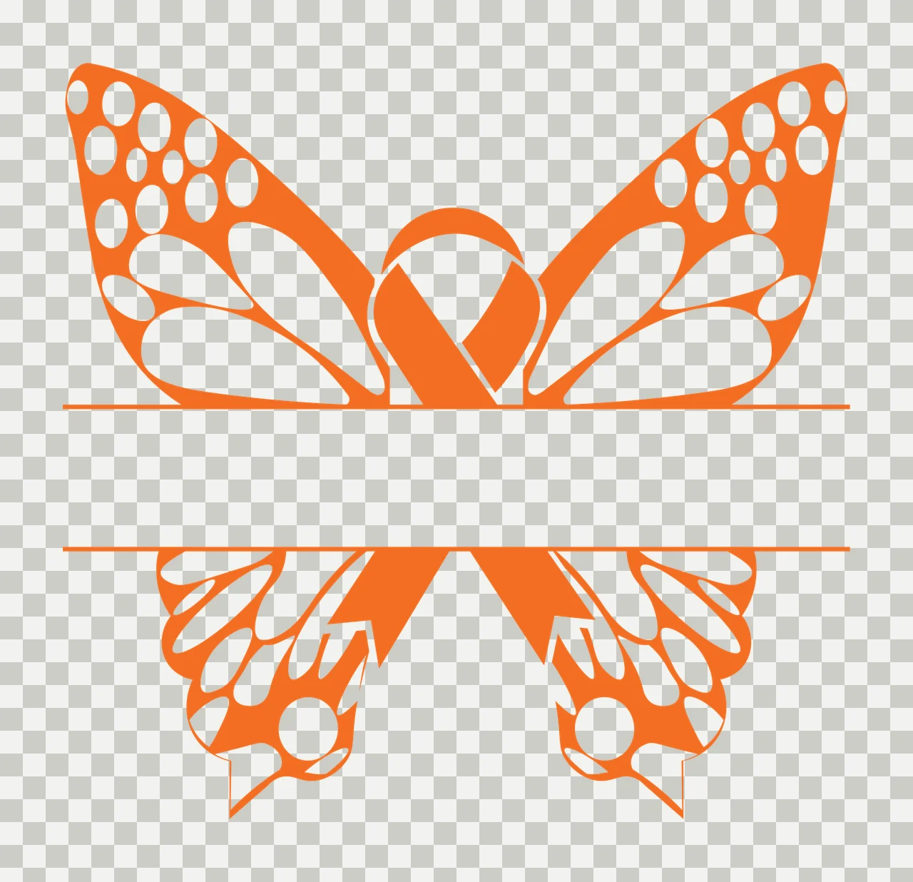 Awareness Butterfly Wings With Central Ribbon stationary silhouette transparency and detail preview thumbnail