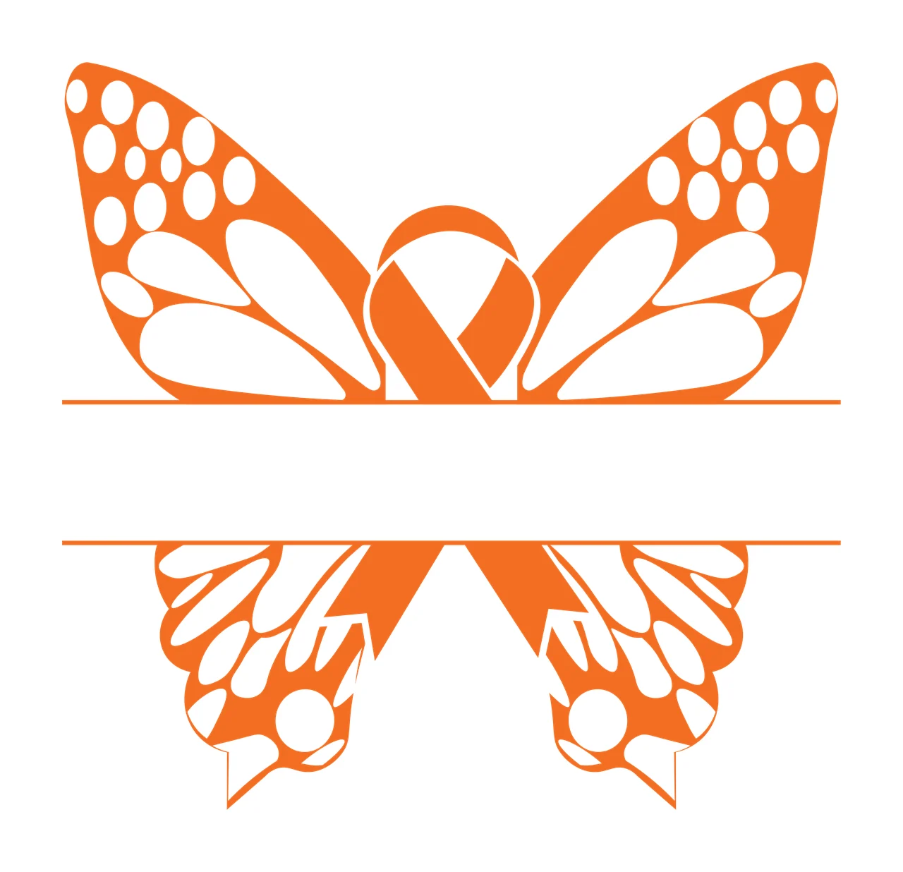 Awareness Butterfly Wings With Central Ribbon stationary silhouette