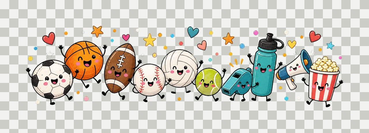 Cute Sports Balls Soccer Game Day Doodle Variation B transparency and detail preview thumbnail
