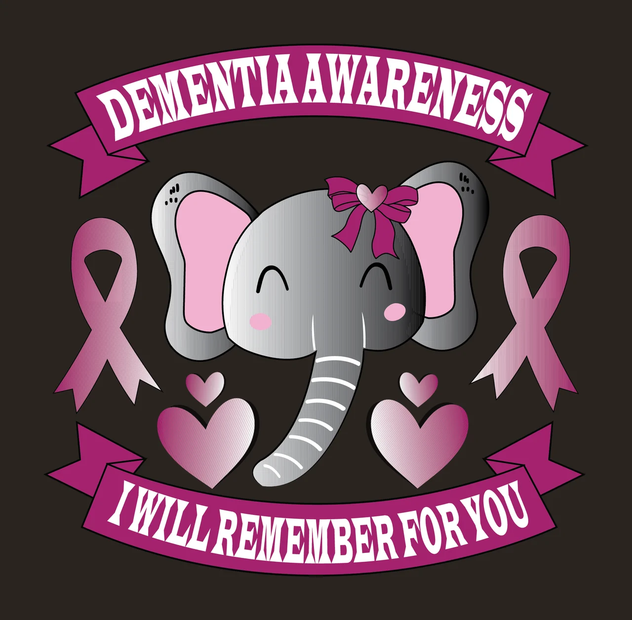 Elephant Graphic With Bow And Ribbons displayed ribbon heart contrast preview thumbnail