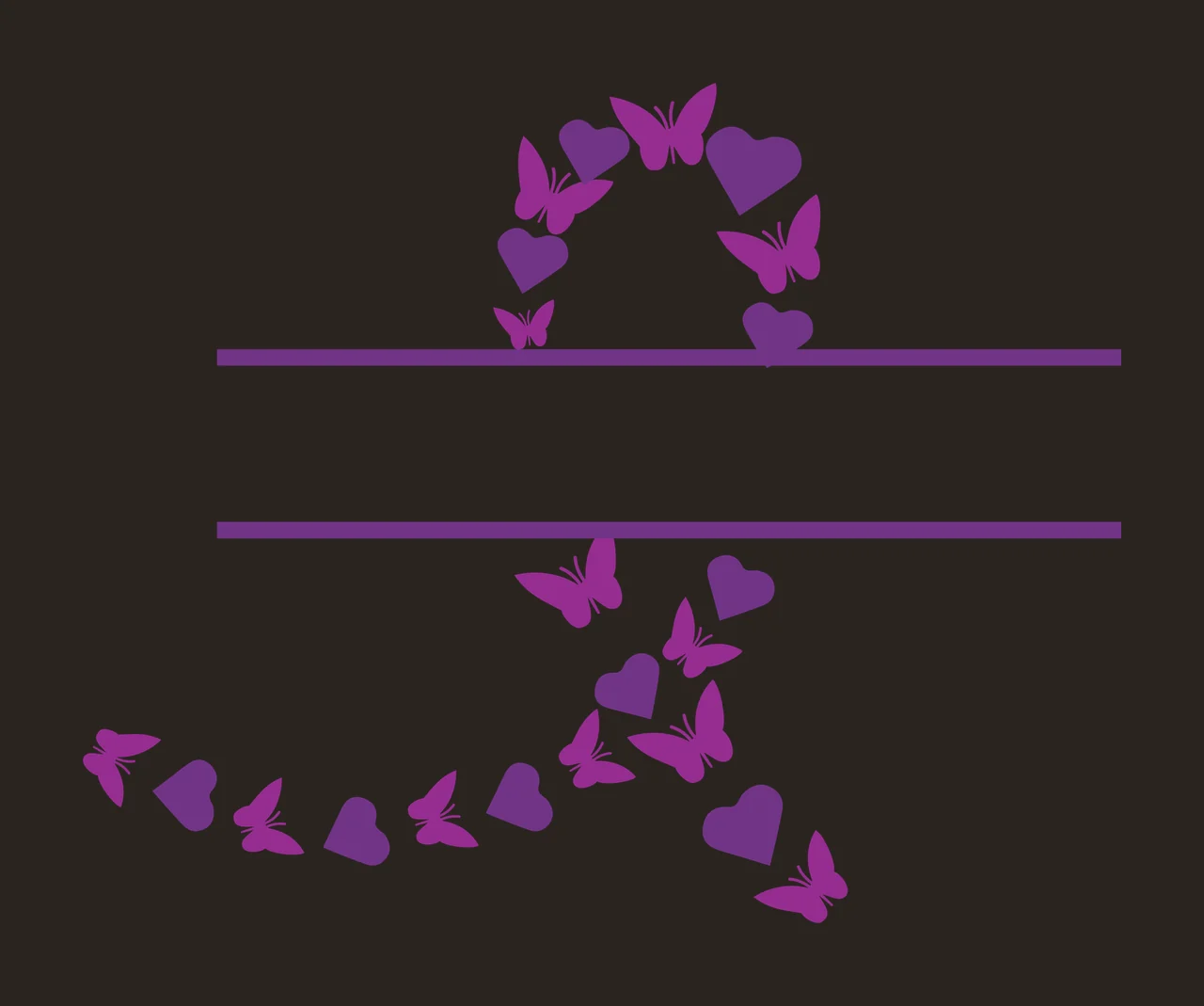 Monogram Frame Decorating With Butterflies And Hearts contrast preview thumbnail