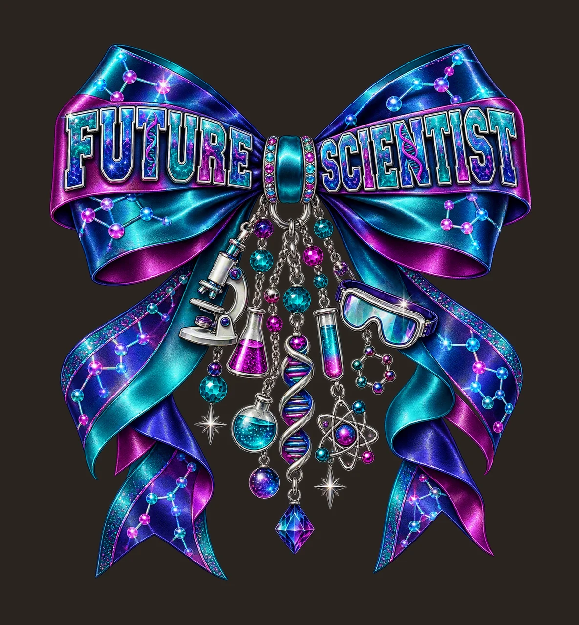 Future Scientist Bow Charm PNG, Coquette Ribbon Sublimation, Transparent Digital Download contrast preview thumbnail