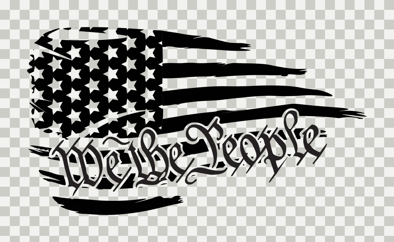 We The People Stylized Flag Lettering curving star stripe calligraphy transparency and detail preview thumbnail