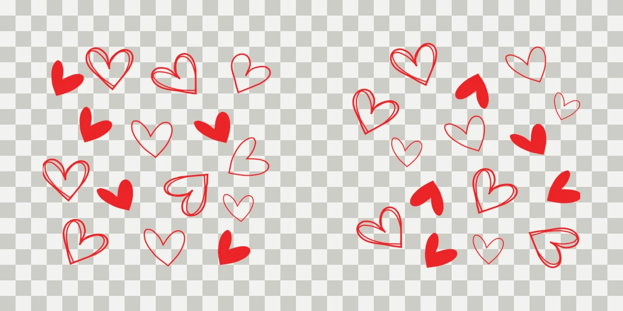 Heart Can Glass Wrap Pattern With Filled hearts outlines black and transparency and detail preview thumbnail