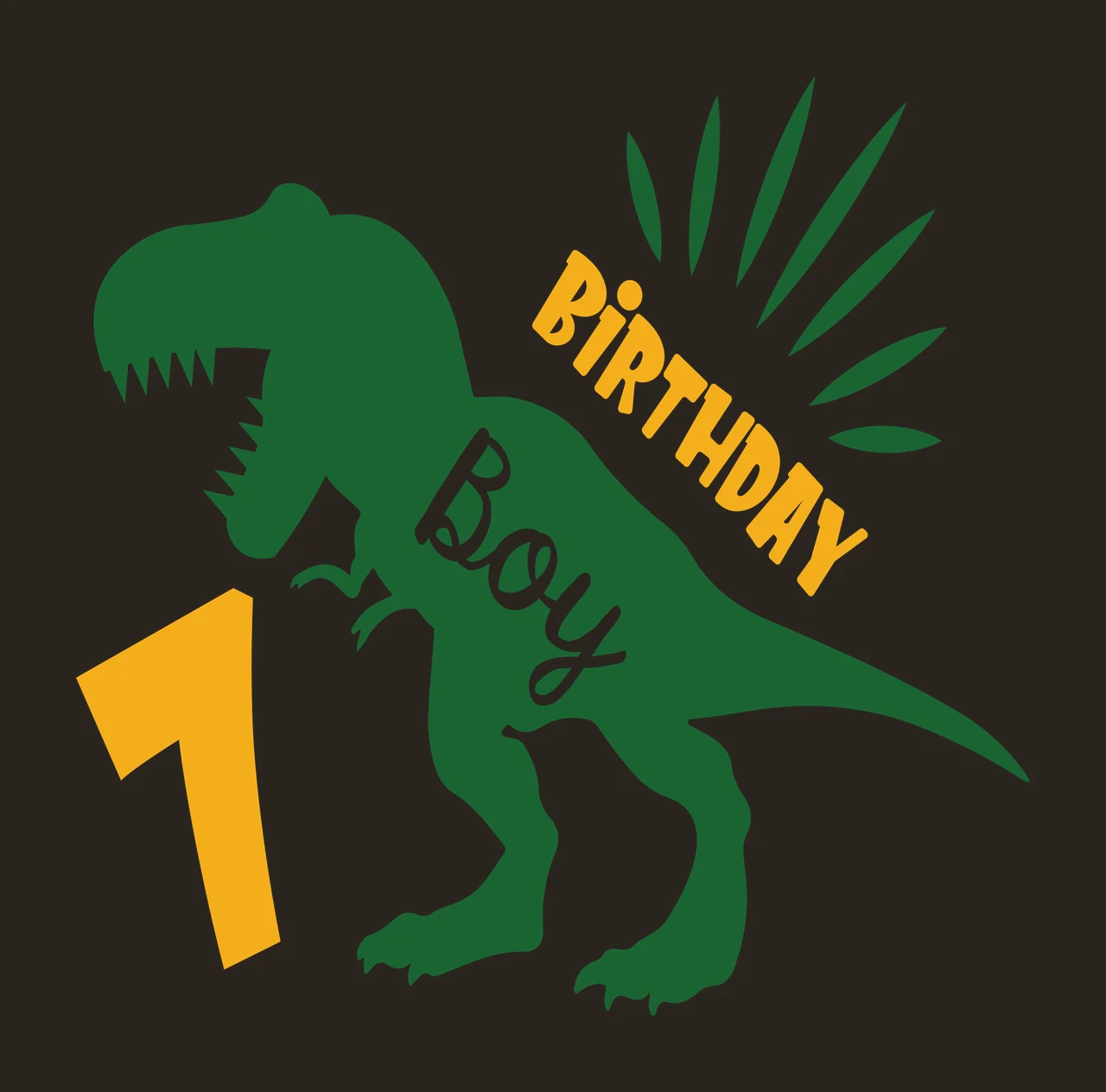 Birthday Boy 1 Dinosaur Silhouette standing number sunburst contrast preview thumbnail