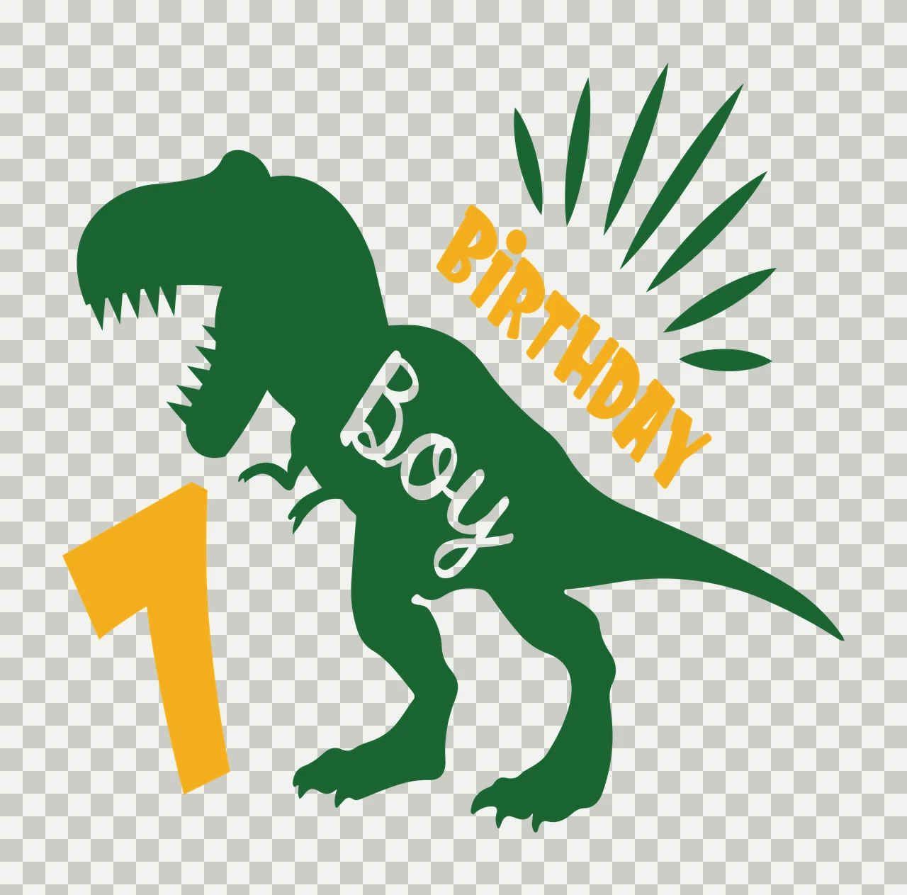 Birthday Boy 1 Dinosaur Silhouette standing number sunburst transparency and detail preview thumbnail