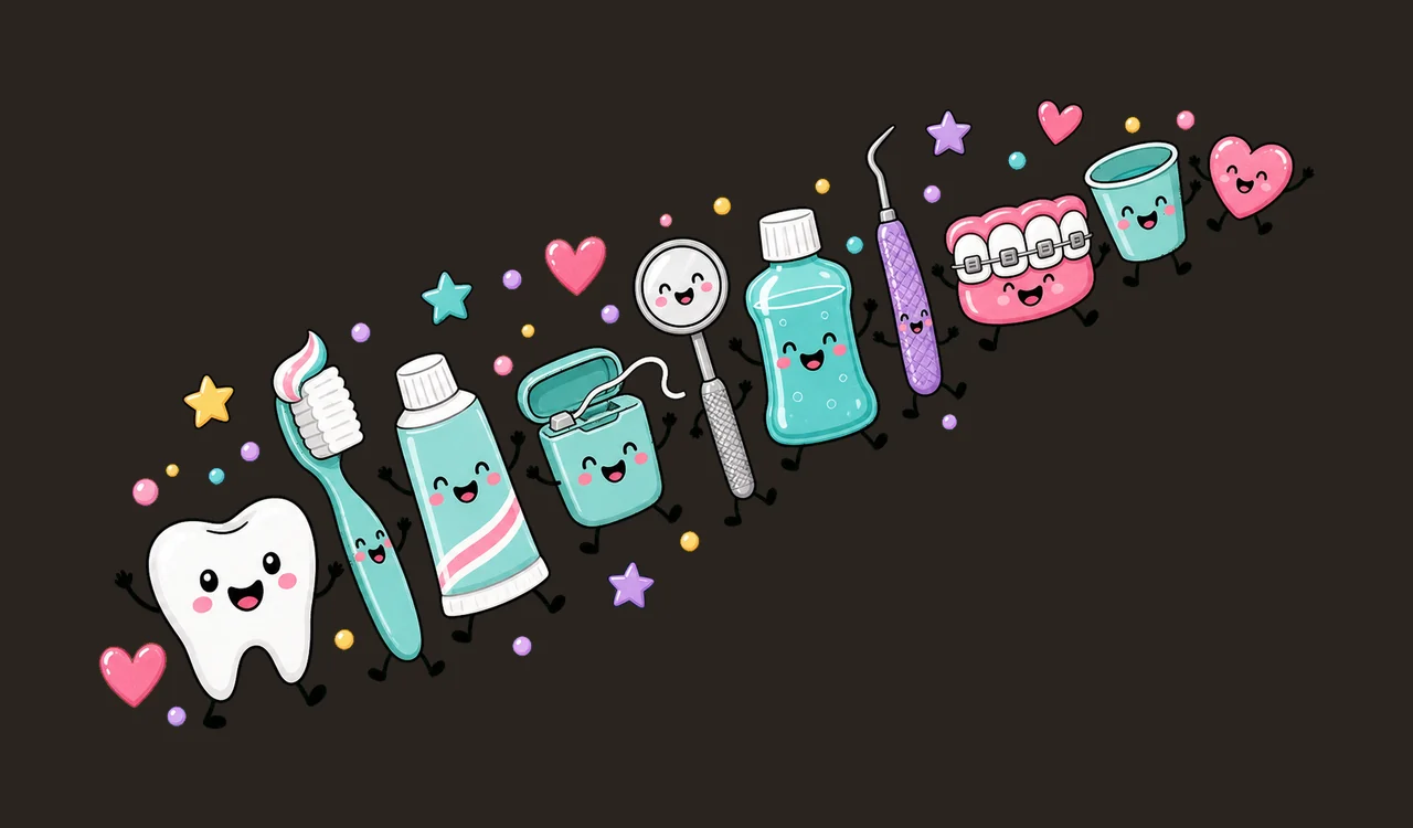 Dentist Doodle Cute Dental Characters Design Variation A contrast preview thumbnail