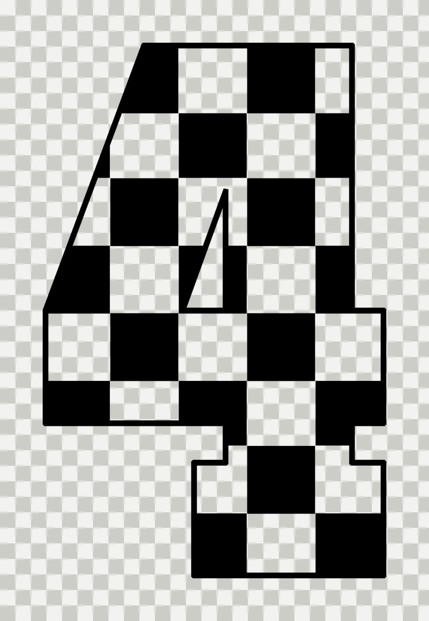 4 Number Four With A Black And White checkerboard pattern digit transparency and detail preview thumbnail