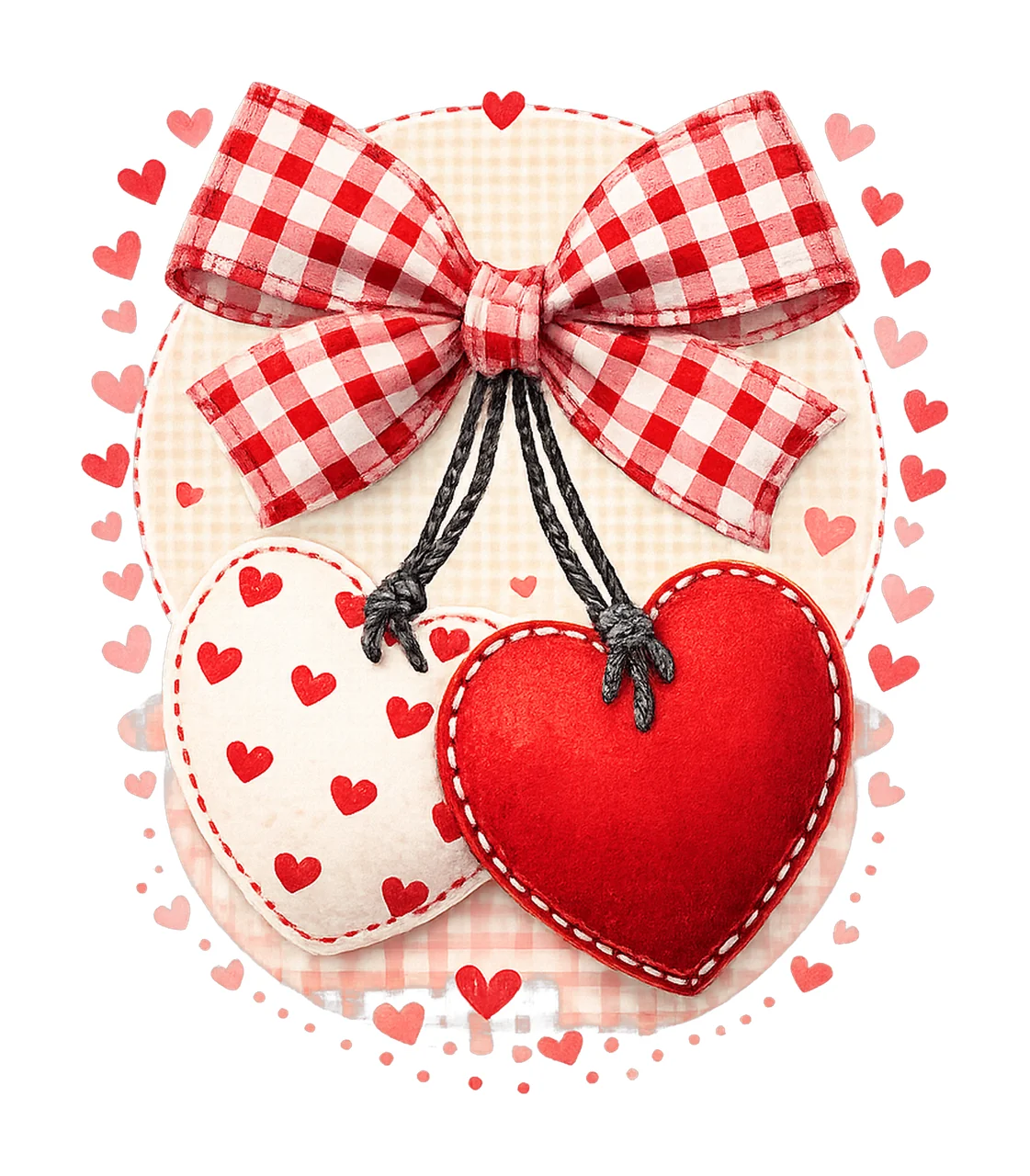 Cherry Vday Preppy Valentines Day Patchwork Design Trendy