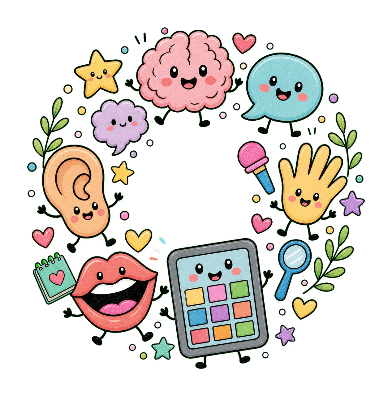 Speech Therapy Cute SLP Doodles Sublimation Communication