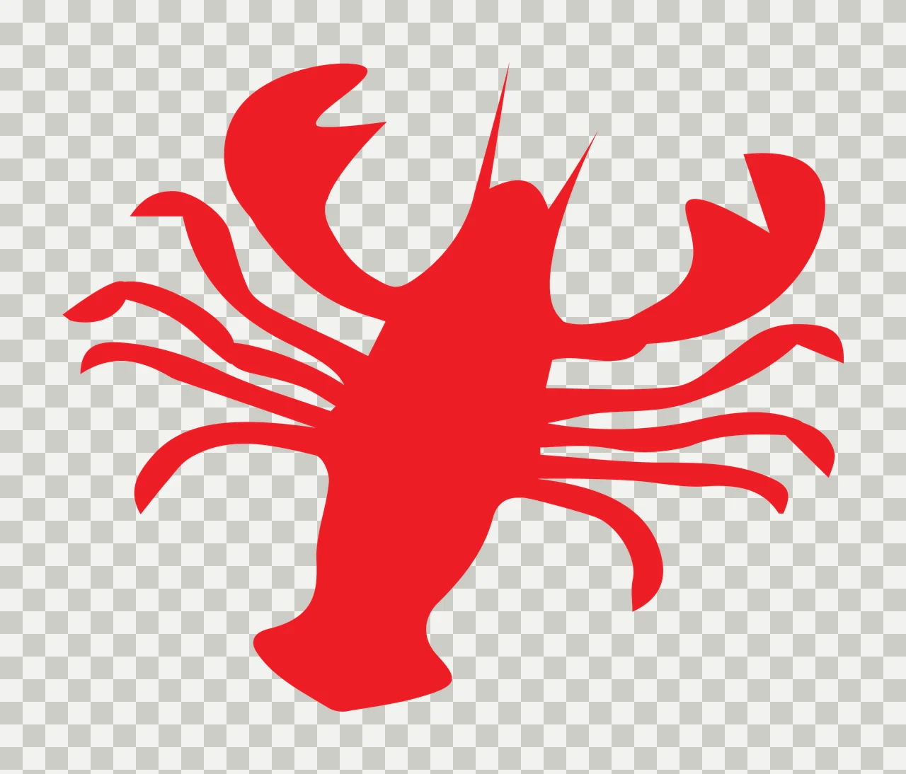 Sea Animal Single Black Silhouette Of A Lobster claws antennae transparency and detail preview thumbnail