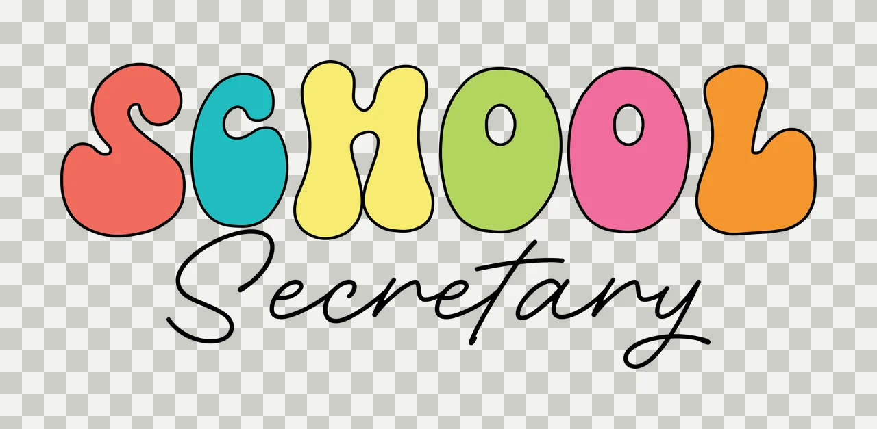 School Secretary Typography Graphic Design displaying text transparency and detail preview thumbnail