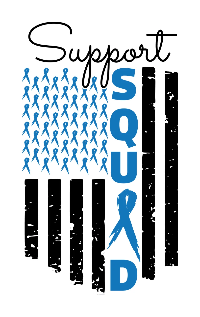 Ribbon Support Squad American Flag text and stationary distressed