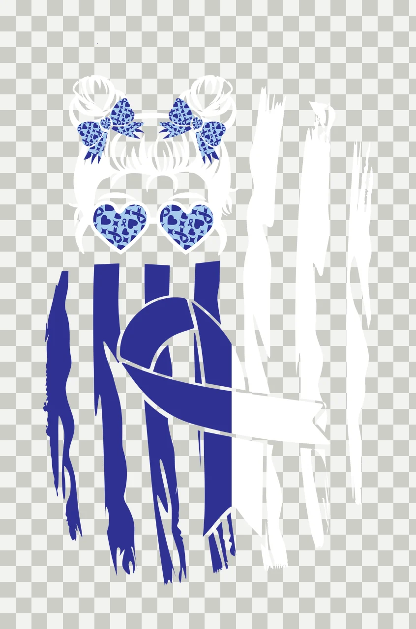 Flag Ribbon Hair Silhouette Graphic wearing glasses and black transparency and detail preview thumbnail