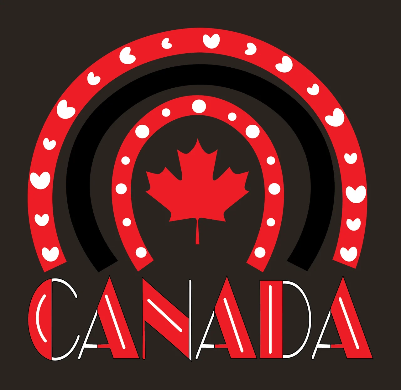 Canada With Maple Leaf And Arches black white arch emblem symbol contrast preview thumbnail
